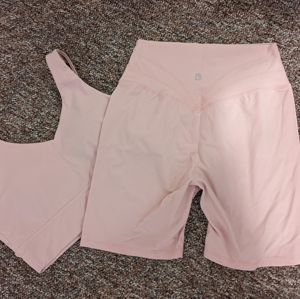 Desert Rose Pink Buff Bunny Monarch Bra and Legacy Shorts